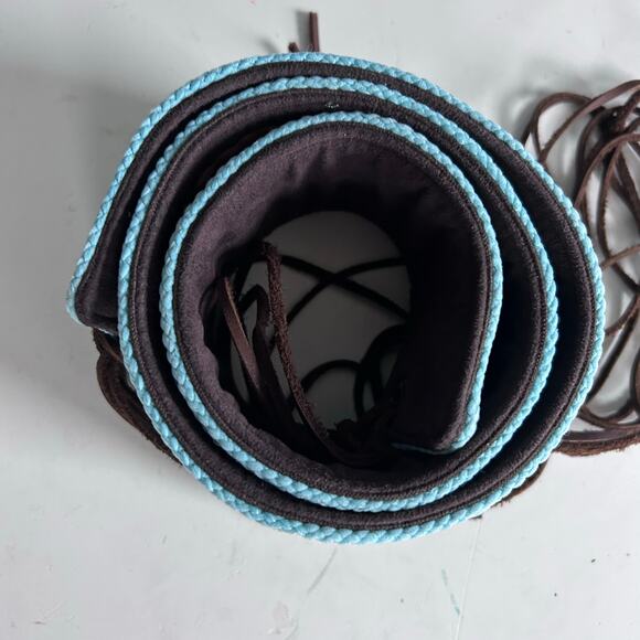 Tory Burch woven belt all over embroidery fringe tie boho hippie vintage 70s